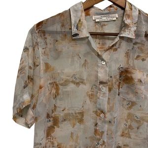 🏷 all saints sheet printed lightweight short sleeve blouse